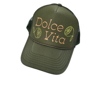 Ascot + Hart for Anthropologie Dolce Vita Green Trucker Hat Cap Boho Outdoor